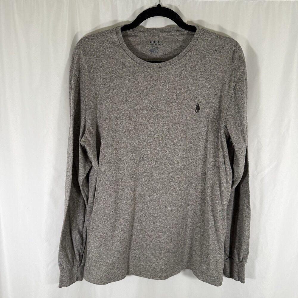Polo Ralph Lauren Shirt Men's Medium Grey Long Sleeve Crew Neck Cotton